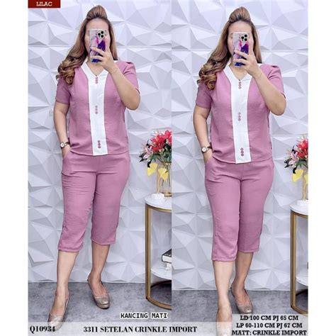 Jual One Set Terbaru Setelan Crinkle Airflow Kombinasi Model Anyar Baju