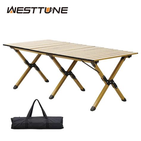 Westtune Foldable Camping Table Aluminum Alloy Outdoor Roll Up Table