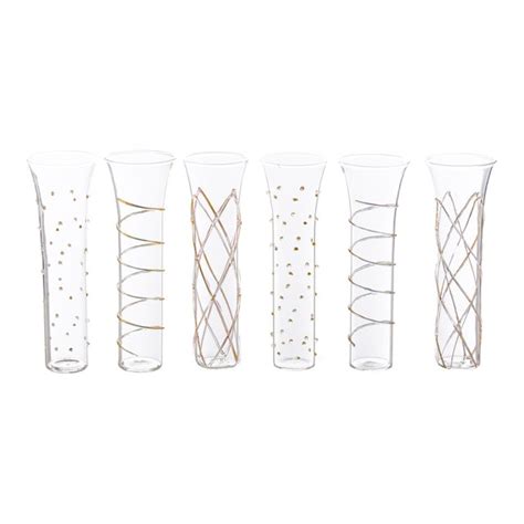 Razzle Dazzle Champagne Flutes With Gold Accents Set Of 6 Chairish