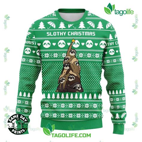 Slothy Christmas Ugly Christmas Sweater Tagolife