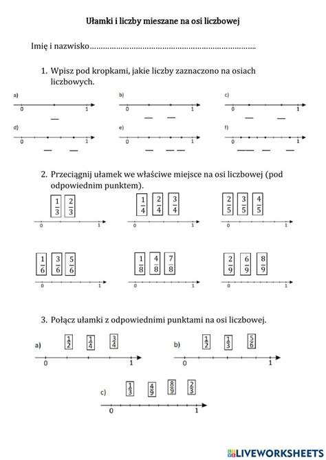 845190 Ułamki I Liczby Mieszane Na Osi Liczbowej