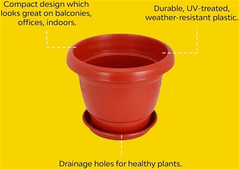 Kraft Seeds Plastic Planter With Bottom Plate Pack Of Inch