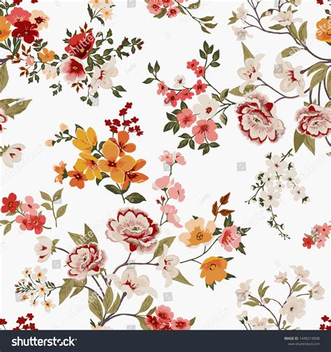 Flower Print Elegance Seamless Pattern Vector Stock Vector (Royalty Free) 1440219008 | Shutterstock