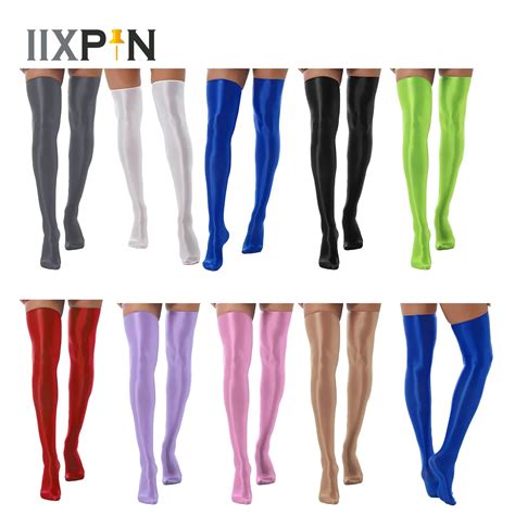 1 Pair Sexy Over Knee Socks Japanese Thigh High Stockings Solid Oil