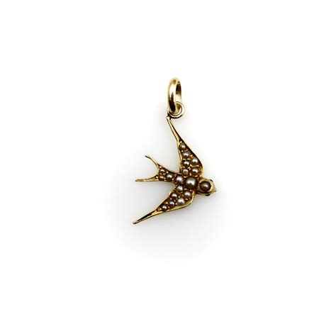 14K Gold Victorian Seed Pearl Swallow Charm – Kirsten's Corner