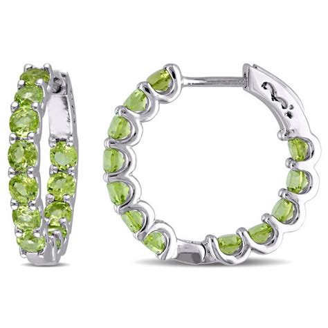 Shop Miadora Sterling Silver Peridot Hoop Earrings On Sale Free Shipping Today Overstock