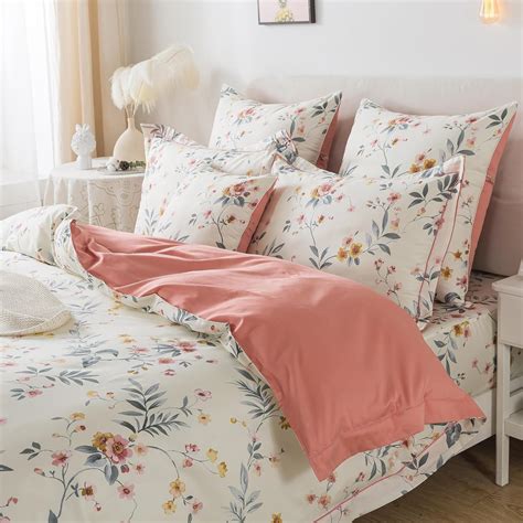 Amazon FADFAY Duvet Cover Set Queen Vintage Pink Floral Bedding