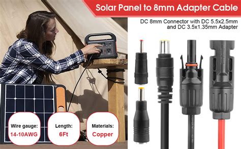 Paekq Solar Panel Connector To Dc 8mm Adapter Cable Solar Connectors Extension