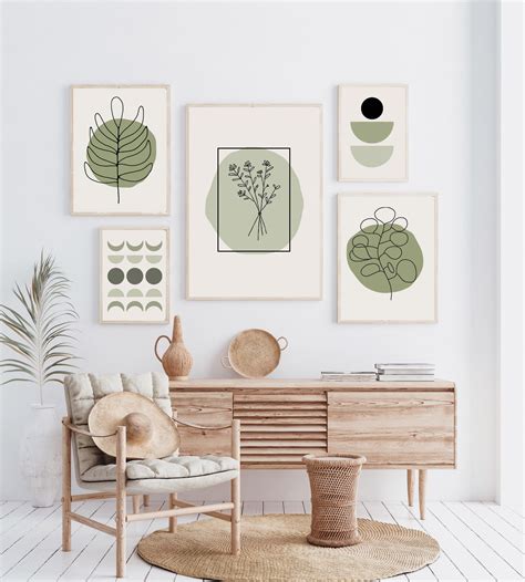 Boho Gallery Wall Prints Mid Century Modern Wall Art Sage Etsy Artofit