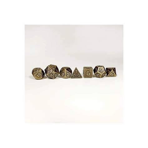 Ancient Gold Metal Mini Dice Set 7 Stuks De Spellenhoorn