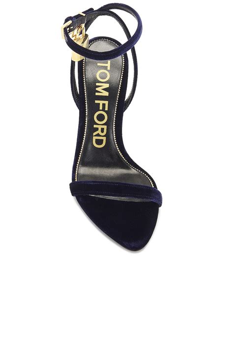 TOM FORD Velvet Padlock Pointy Naked Sandal 105 In Ink FWRD