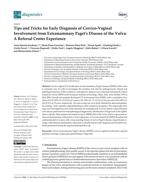 Pdf Tips And Tricks For Early Diagnosis Of Cervico Vaginal Involvement From Extramammary Paget