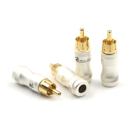 4pcs Goldplated Rca Male Plug Hifi Audio Cable Audio Video Connector Adapter3cau Ebay