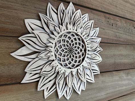 Sunflower Svg 3d Mandala Svg Layered Flower Mandala Laser Etsy