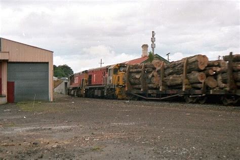 NZR, New Zealand Railways city bound logging train passing the old ...