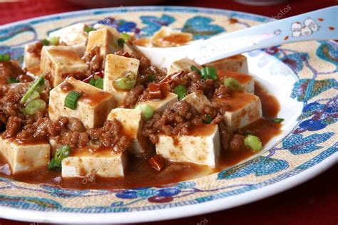 Mapo Tofu Prato Picante Chinês Popular De Sichuan Com Picado Fotos