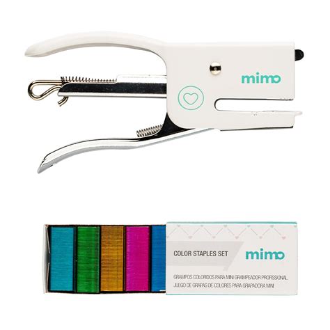 Kit Mini Grampeador Profissional 1000 Grampos Coloridos Mimo