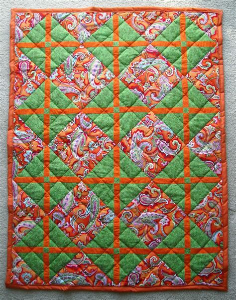 Crafter Without A Cat Orange And Green Paisley Quilt