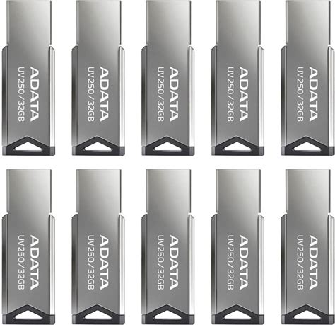 PSA Memoria USB ADATA Kit Pack 10 Piezas Color Plata Con Negro