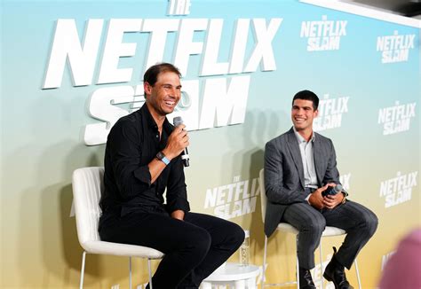 Rafael Nadal Carlos Alcaraz And Andre Agassi Posing Together Ahead Of