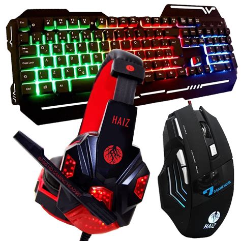 Kit Gamer Hz10 Teclado Led Rgb Mouse 7 Botões E Headset Led R 195 99