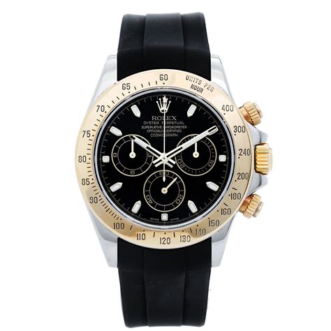 Rolex Daytona Steel Gold Tone Men S Watch Black Rubber Strap