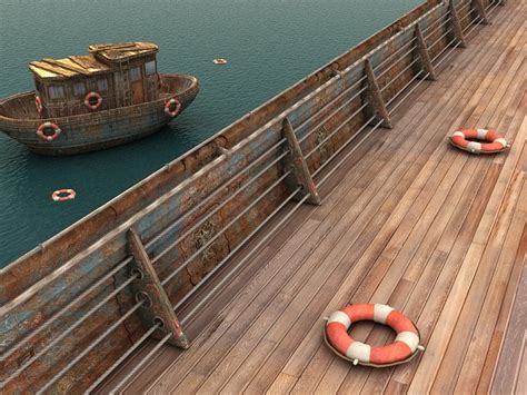 3d model ocean ships metal handrail