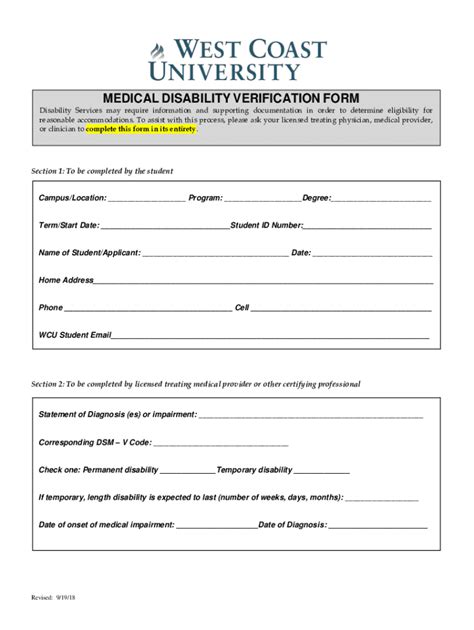 Fillable Online MEDICAL DISABILITY VERIFICATION FORM Fax Email Print