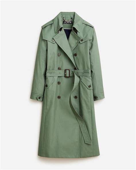 J Crew Double Breasted Trench Coat In Green Lyst