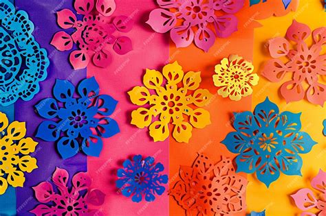 Premium Photo Festive Papel Picado Patterns In Vibrant Cultural Theme