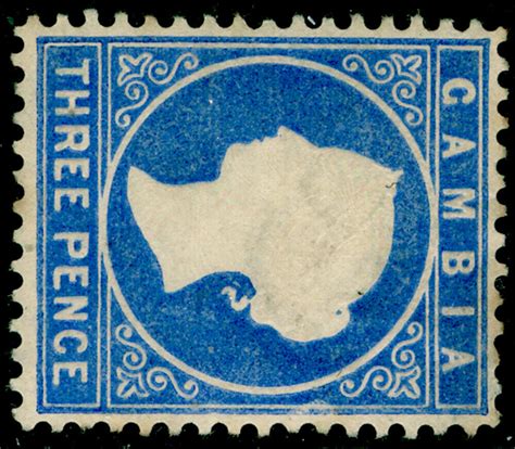 Gambia Sg14a 3d Bright Ultramarine Unused Cat £500 Wmk Cc Sideways