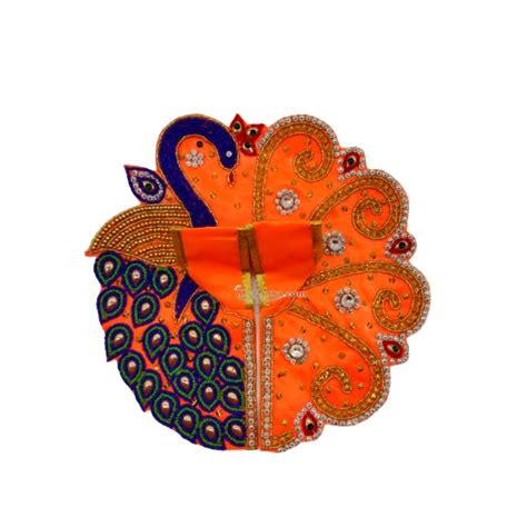 Buy Laddu Gopal Fancy Peacock Feather Design Orange Dress For Laddu