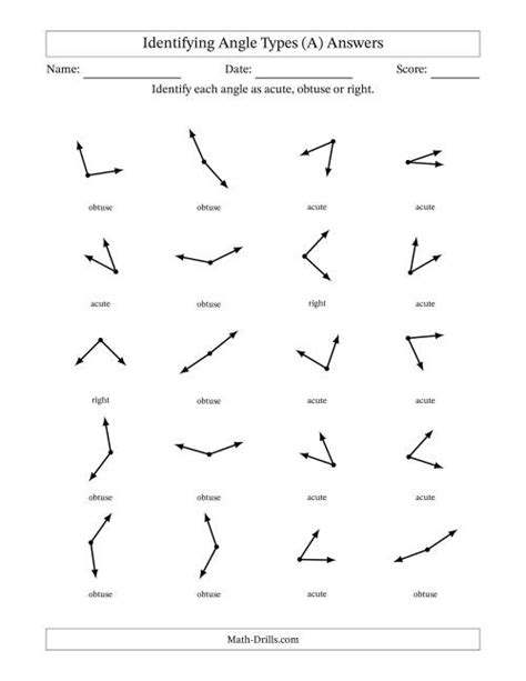 Identifying Acute, Obtuse And Right Angles Without Angle Marks (A ...