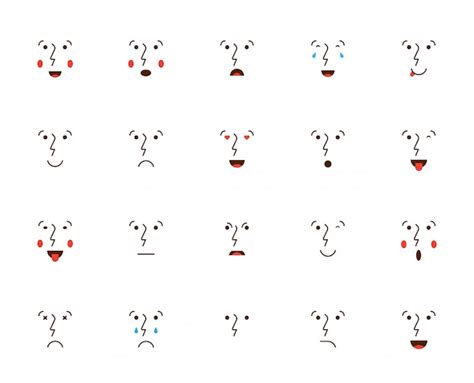 Conjunto De Emoticons Ou Emoji Ilustração Vetorial Vetor Premium