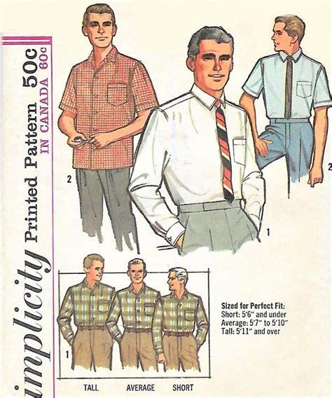 S Mens Proportioned Shirt With Inch Sleeves Pattern