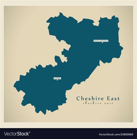 Modern Map Cheshire East Unitary Authority Vector Image