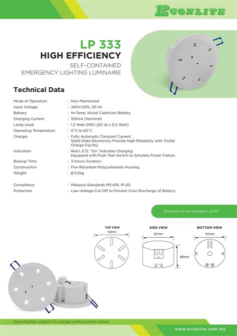 KM Lighting Product ECONLITE LED Recessed Emergency Light LP 333