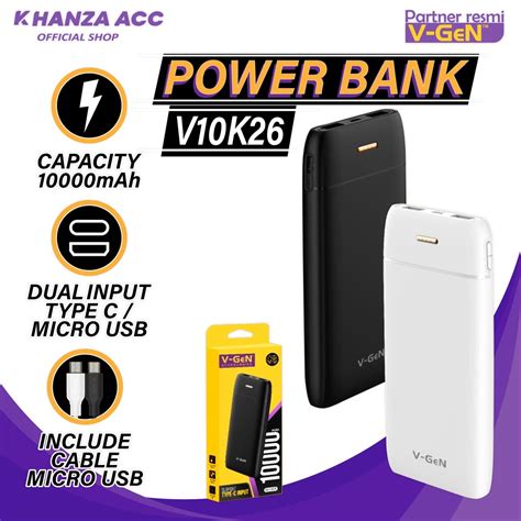 Jual Khanzaacc Vgen V K Powerbank Mah Dual Input Original