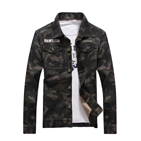 Moruancle Mens Fashion Camouflage Jean Jackets Military Style Camo