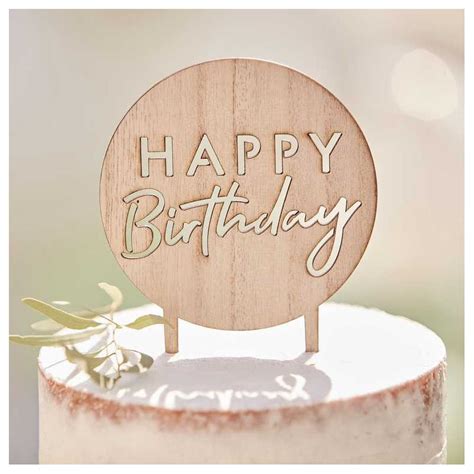 Cake Topper Happy Birthday En Bois