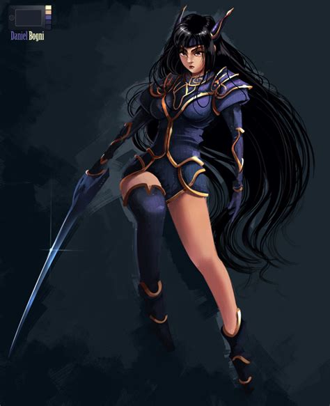 Rose Dragoon The Legend Of Dragoon 1girl Armor Black Hair Black Thighhighs Daniel Bogni