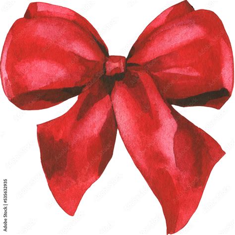 Watercolor Christmas Festive Red Bow Cut Out Hand Drawn PNG