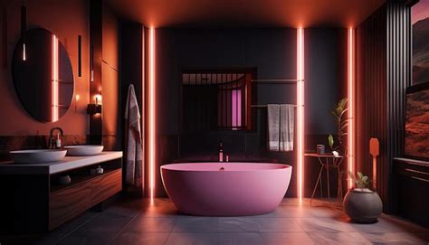 Premium AI Image | the bathroom has a modern bathroom with dark cabinets