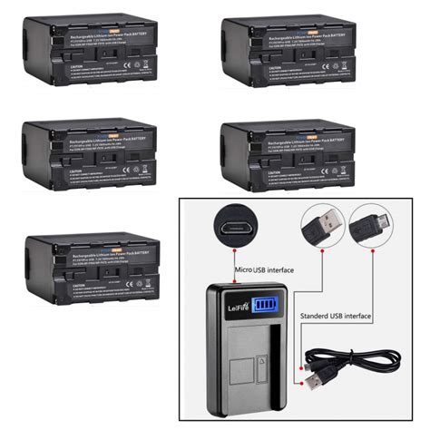 POWERTRUST 5 Pcs NP F970 L Series Info Lithium Batteries With LCD USB