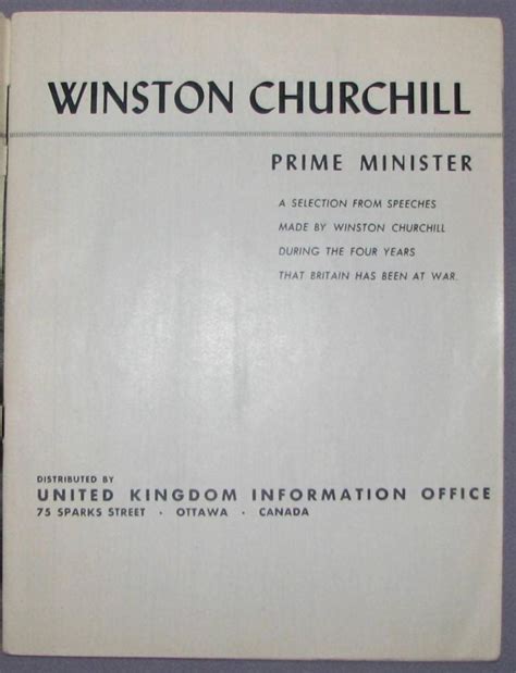 Winston Churchill Prime Minister: Some Excerpts from Wartime Speeches ...