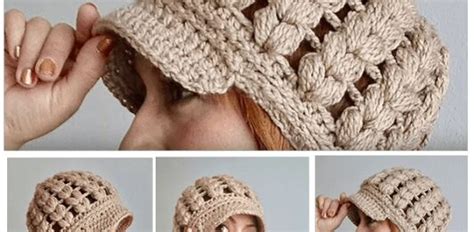 Boina Con Visera Tejida A Crochet En Boina Con Visera Boina