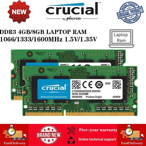 Crucial Laptop Ram Ddr3ddr3l 8gb 4gb 2gb 1600mhz 1333mhz 1066mhz