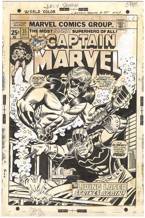 Original Comic Art by Captain Marvel 35 Cover | Nostalgic Investments