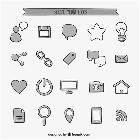 Hand Gezeichnet Social Media Icons Kostenlose Vektor