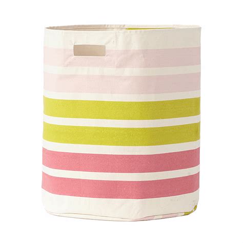 Pink 3 Stripe Hamper Pehr Designs Us Baby Nursery Storage Hamper